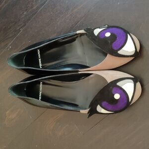 Pierre Hardy Oh Roy Eye Ballerina Flats - Suede & Leather, Size 38 / US 8